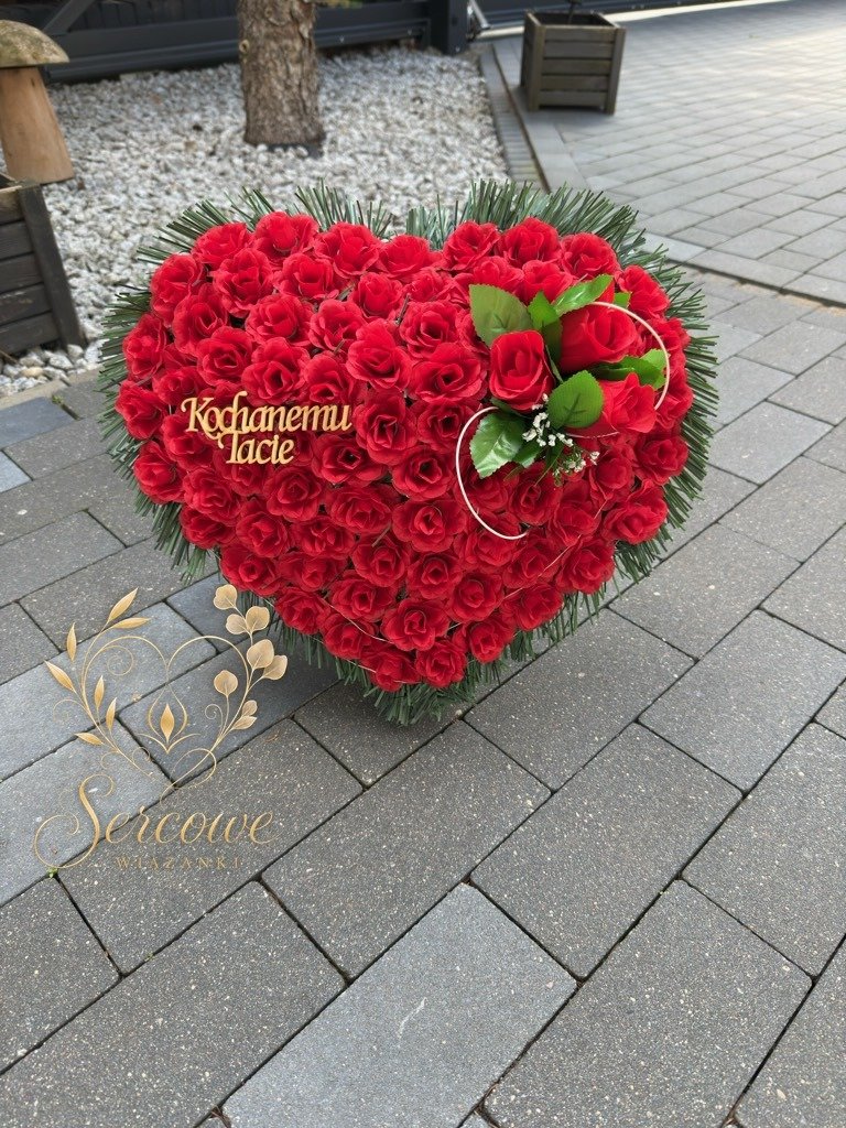 Stroik nagrobny w kształcie serca — Czerwony gips